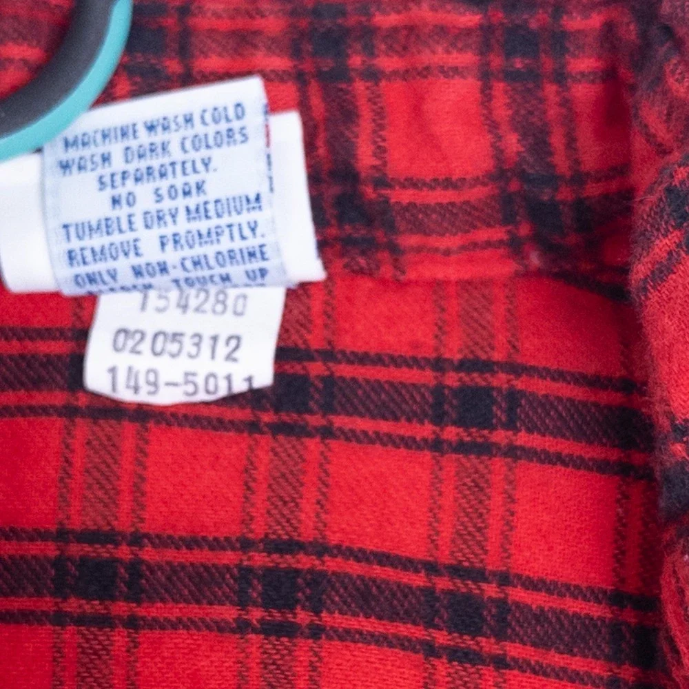 Vintage OshKosh B'gosh Flannel Shirt 90s Red Black Plaid Button Down Kids 4‎ USA